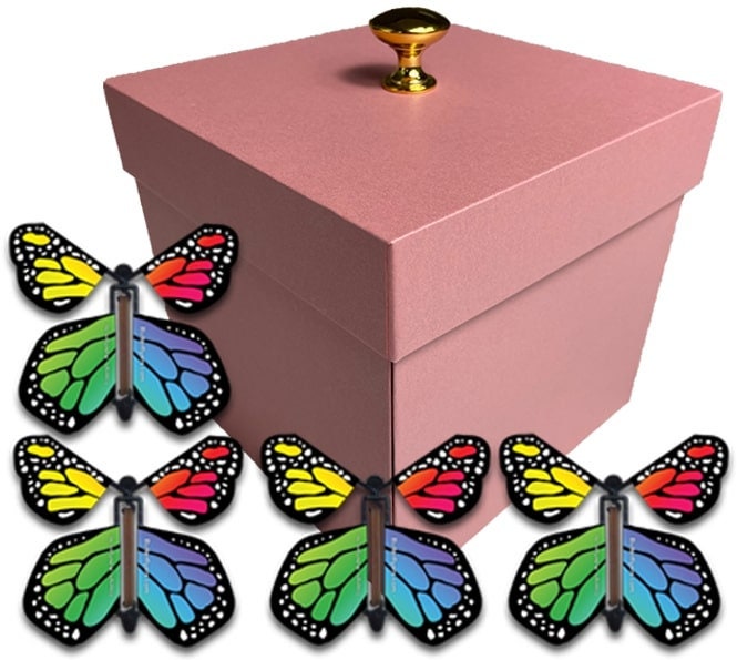 Pink Exploding Butterfly Box With Monarch Flying Butterflies - Etsy