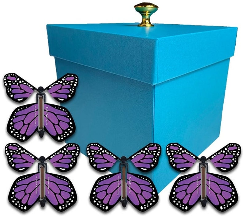 Blue Exploding Butterfly Box With Monarch Flying Butterflies Etsy