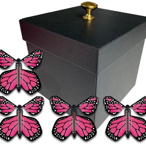 Black Exploding Butterfly Box With Gender Reveal Flying Butterflies - Etsy