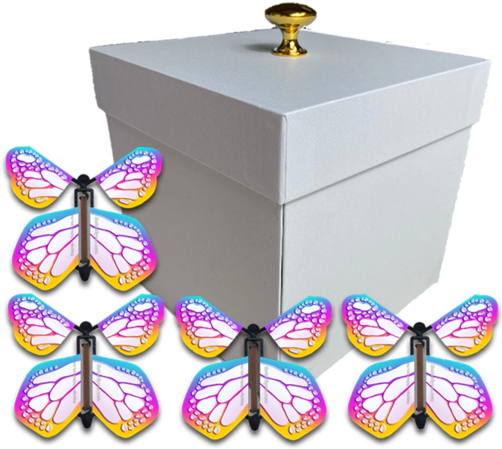 White Exploding Butterfly Box With Monarch Flying Butterflies - Etsy