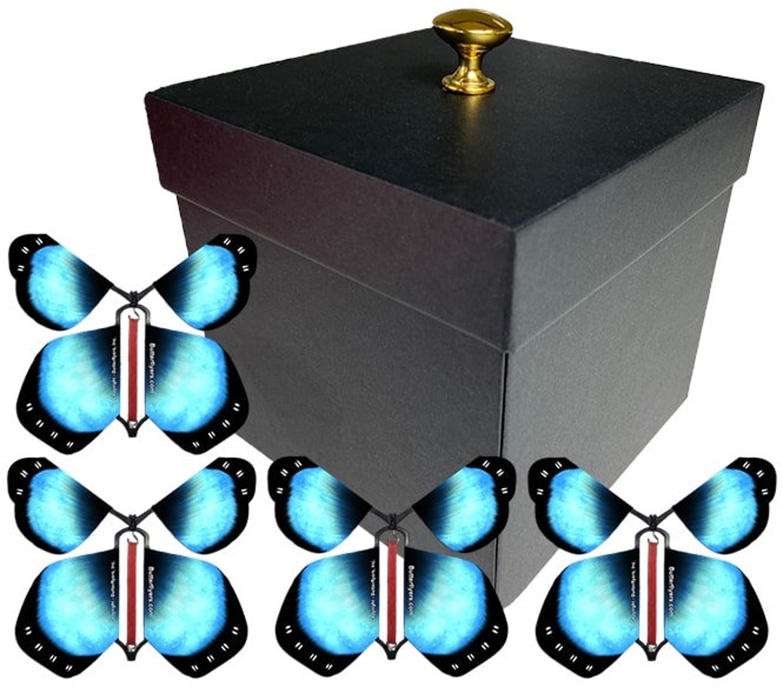 Black Exploding Butterfly Box With Gender Reveal Flying Etsy