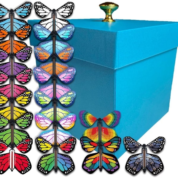 Blue Exploding Butterfly Box With Monarch Flying Butterflies