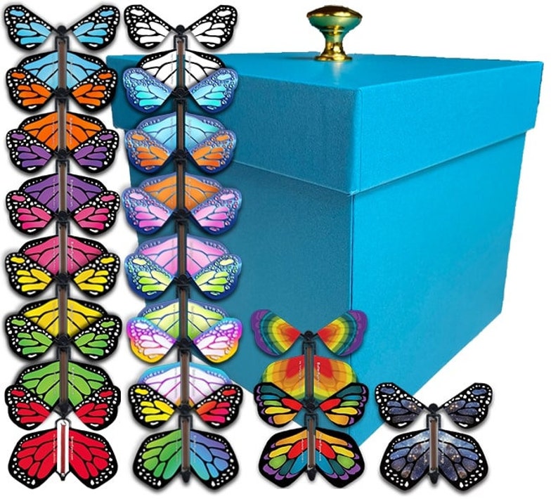 Blue Exploding Butterfly Box With Monarch Flying Butterflies Etsy
