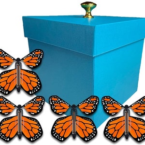 Blue Exploding Butterfly Box With Monarch Flying Butterflies - Etsy