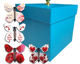 Blue Mother's Day Exploding Butterfly Box With Flying Butterflies