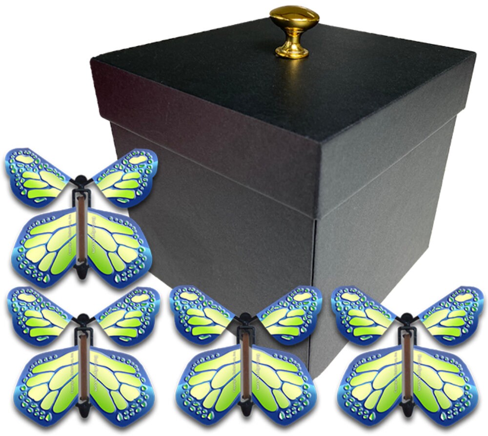 Black Exploding Butterfly Box With Monarch Flying Butterflies - Etsy
