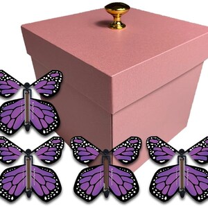 Pink Exploding Butterfly Box With Monarch Flying Butterflies - Etsy