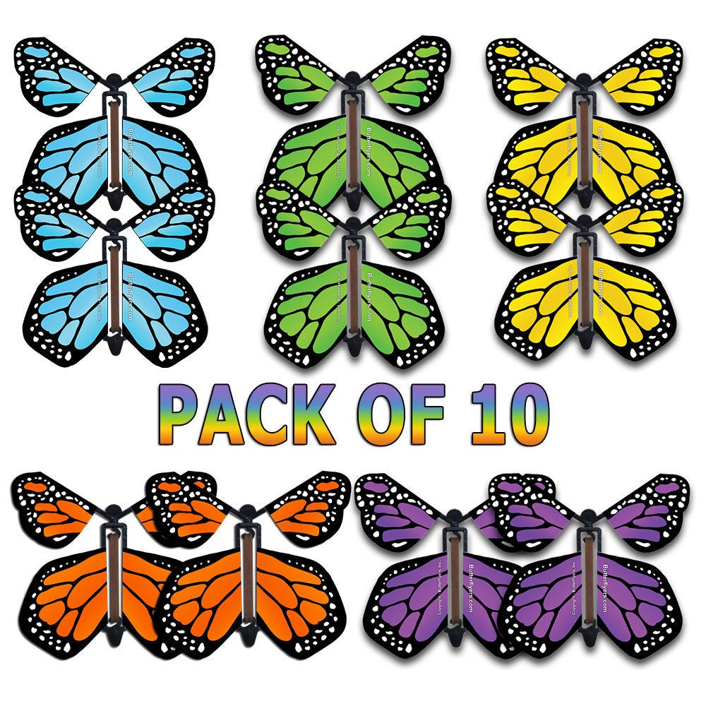 Mariposas voladoras Monarca multicolor paquete de 10 -  México