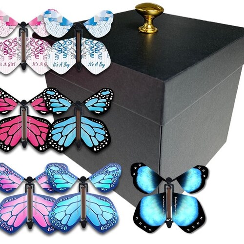 Gender Reveal White Exploding Gift Box With Flying Butterflies Etsy