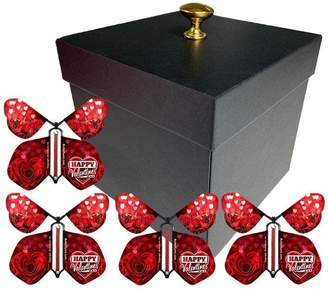 BLACK Valentines Day Exploding Butterfly Box With Flying Butterflies - Etsy