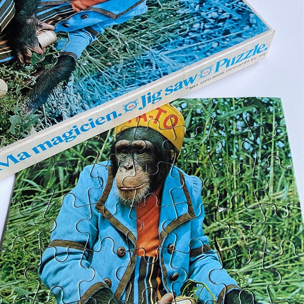 MI-MA MAGICIAN 1972 Vintage 70s collectible Jigsaw Puzzle 63 pieces Eurofranchising Holland Ti-ta Tovenaar Monkey Tato Magic