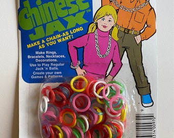 CHINESE JAX JACKS Gordy International Vintage 1980 collectible toy Hong Kong 5 1/2 x 7 1/2 Rings Bracelet Necklace Decoration New old stock