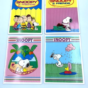 1980s Peanuts Snoopy and Friends Ruled Notebooks Lot of 4 Woodstock Charlie Brown Peppermint Patty Linus Lucy Franklin New old stock