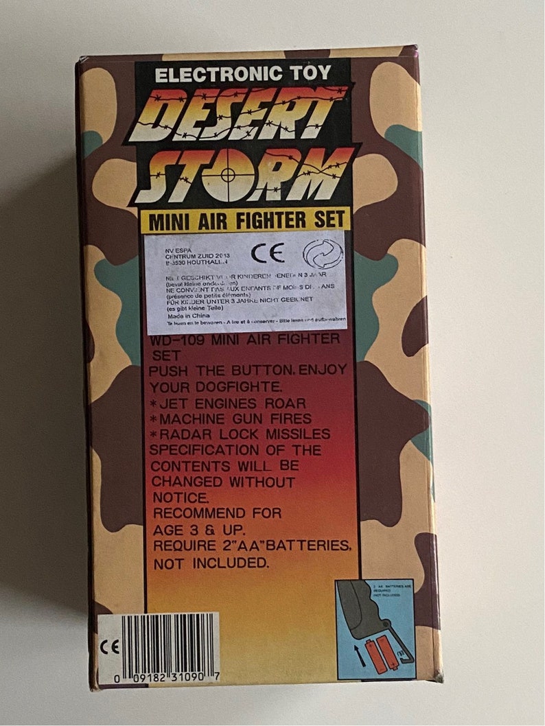 DESERT STORM Electronic toy Vintage 90s collectible toy WD-109 Mini air fighter set War of the Gulf Battery operated New old stock image 3