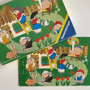 MAINZELMANNCHEN  JIGSAW PUZZLE Ravensburger Wood Vintage 70s collectible toy 28 pieces Otto Maier Benelux Cartoon Commercial German Zdf