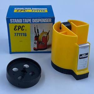 STAND TAPE DISPENSER epc 771117 Vintage anni &#39;70 da collezione Giallo Nuovo vecchio stock
