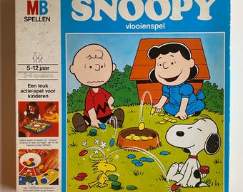 SNOOPY TIDDLYWINKS Vintage collectible 80s toy Peanuts Vlooienspel Charlie Brown Lucy Schroeder Peppermint Patty Linus Woodstock