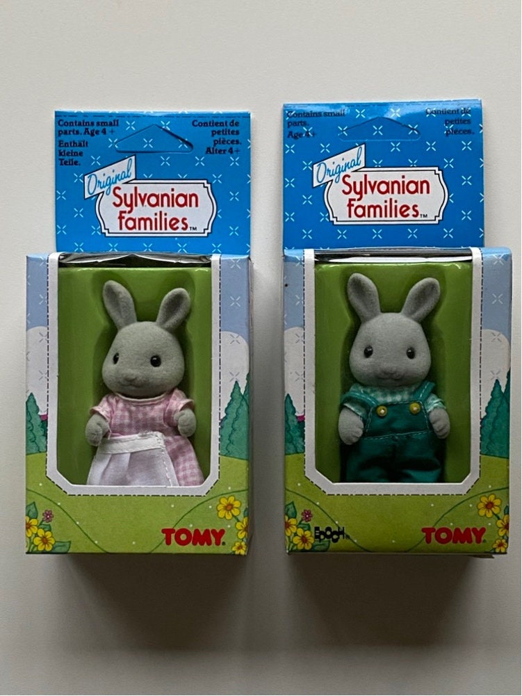 Famille lapin gris sylvanian families 