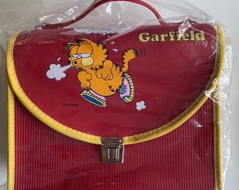 GARFIELD SCHOOLBAG Vintage 80s Handbag Shoulder bag Cartoon Jim Davis NOS
