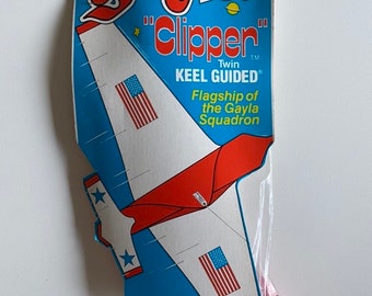GAYLA CLIPPER  KITE 1979 Vintage 70s collectible toy Twin keel guided Flagship of the Gayla squadron 5 ft. Wing span Stock No. 530