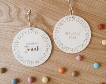 School cone gift tag - school child - school enrollment - ABC pendant school cone personalized
