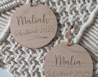 Personalized wooden pendant school child 2025 - school cone pendant - school enrollment