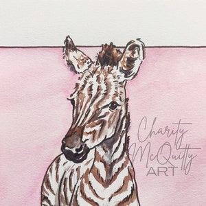 Original watercolor zebra painting