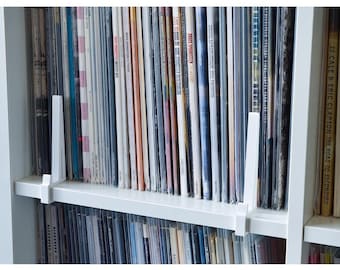 Kallax Clip Holder for Vinyl Record Sleeves | Display your Vinyl Record Album Sleeve or CD Case on a Ikea Kallax Shelf | Screwless Mounting