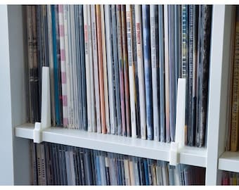Kallax Clip Holder for Vinyl Record Sleeves | Display your Vinyl Record Album Sleeve or CD Case on a Ikea Kallax Shelf | Screwless Mounting