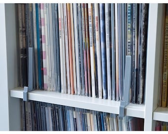 Kallax Clip Holder for Vinyl Record Sleeves | Display your Vinyl Record Album Sleeve or CD Case on a Ikea Kallax Shelf | Screwless Mounting