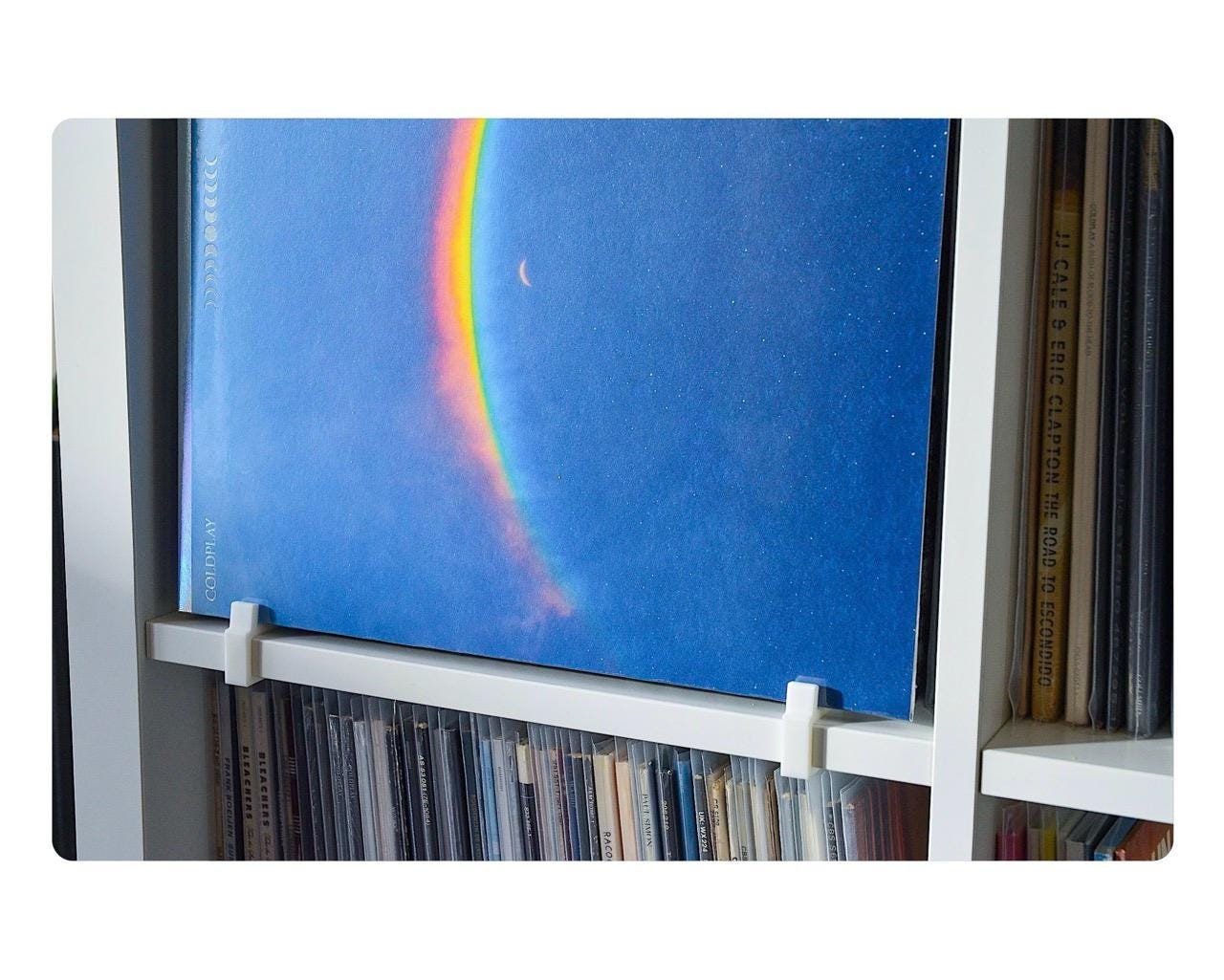 Kallax Clip Holder for Vinyl Record Sleeves | Display your Vinyl Record Album Sleeve or CD Case on a Ikea Kallax Shelf | Screwless Mounting