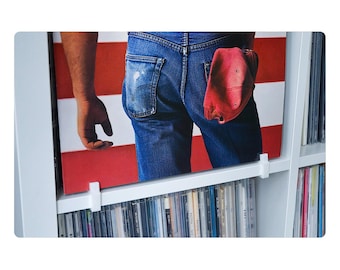 Kallax Clip Holder for Vinyl Record Sleeves | Display your Vinyl Record Album Sleeve or CD Case on a Ikea Kallax Shelf | Screwless Mounting