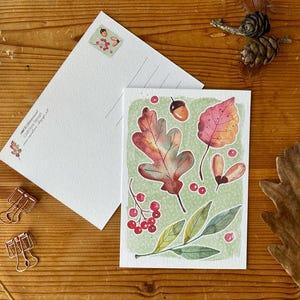 Cartolina "Autumn Love", DIN A6, biglietto d'auguri, regalo, autunno, foglie autunnali, cartolina illustrata, illustrazione ad acquerello