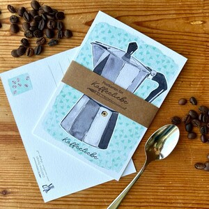 Set di cartoline "Coffee Love", set da 4, DIN A6, biglietto di auguri, regalo, cartolina illustrata, illustrazione ad acquerello,