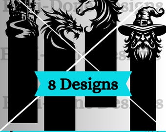 Fantasy Bookmark SVG Bundle, Dragon bookmark svg, Wizard svg, Unicorn svg (Digital Download)