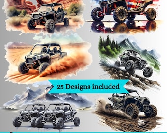 UTV Side by Side Clipart Bundle, atv 4-wheel Off-Road PNG & JPG Designs, Sublimation, dtf, transparent png