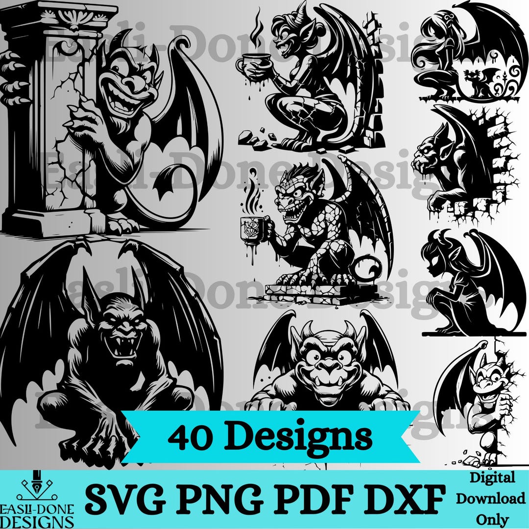 Gargoyle SVG Bundle, Funny Gargoyle Clipart, Coffee Gargoyle Svg Cutter ...