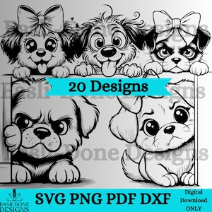 Fichier PNG SVG chiot furtif, chien furtivement design svg, lot de cliparts chiot, svg chiot fou, gravure laser, sublimation, svg avec découpeur Cricut