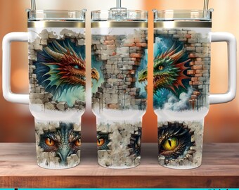 40-oz-Becher-PNG-Folie, Drachen-Becher-Folie (PNG), Fantasy-40-oz-Design (Digitaler Download)