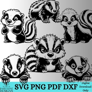 Honig Dachs Umriss Bundle SVG PNG Pdf und Dxf Safari Tier svg Kawaii Honig Dachs Stickerei Sublimation Clipart Aufkleber Laser Engraver