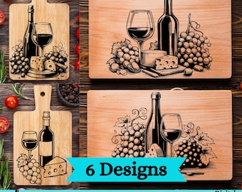 SVG-bundel wijnkaas snijplank: charcuterie keukenkunst (digitale download)