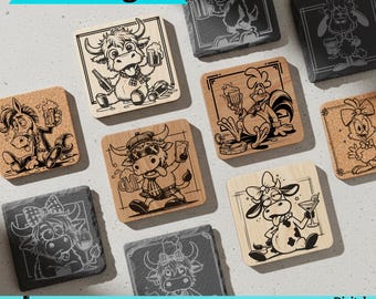 Tipsy Farm Animal Coaster SVG Bundle: Square Barnyard Bar Sign (Digital Download)