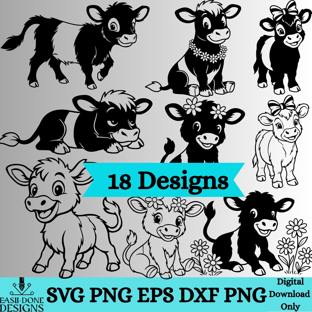 Baby Cow Bundle SVG Bundle, Belted Galloway Calf Clipart, Funny Farm ...