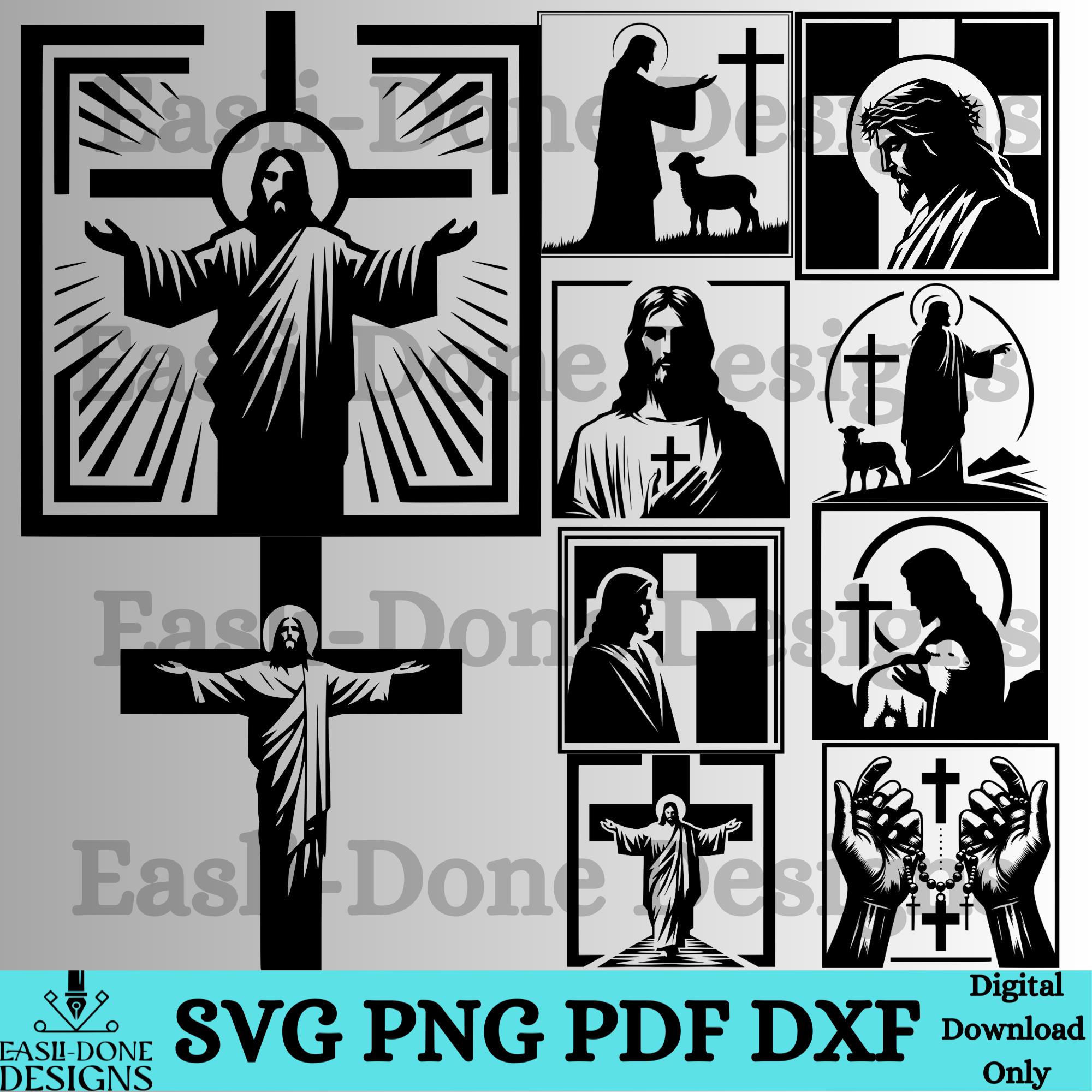 Jesus Christ SVG Bundle: Christian Clipart, Cross Designs (digital ...
