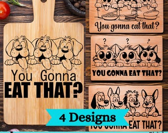 Cat and Dog Cutting Board SVG Bundle: Charcuterie, Funny Kitchen Art (Digital Download)
