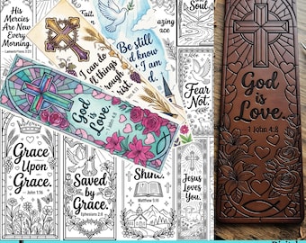Christian Printable Bookmark Bundle, Color Your Own Bible Verse Bookmarks, Sunday School Activity, laser engraving bookmark