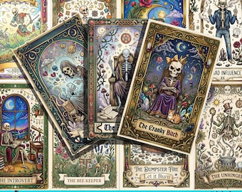 Sarcastic Adult Tarot Cards Bundle, 40 Funny Printable Tarot Designs, PNG JPG files
