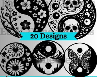Yin Yang SVG PNG Clipart Bundle: Oriental Designs (Digital Download)