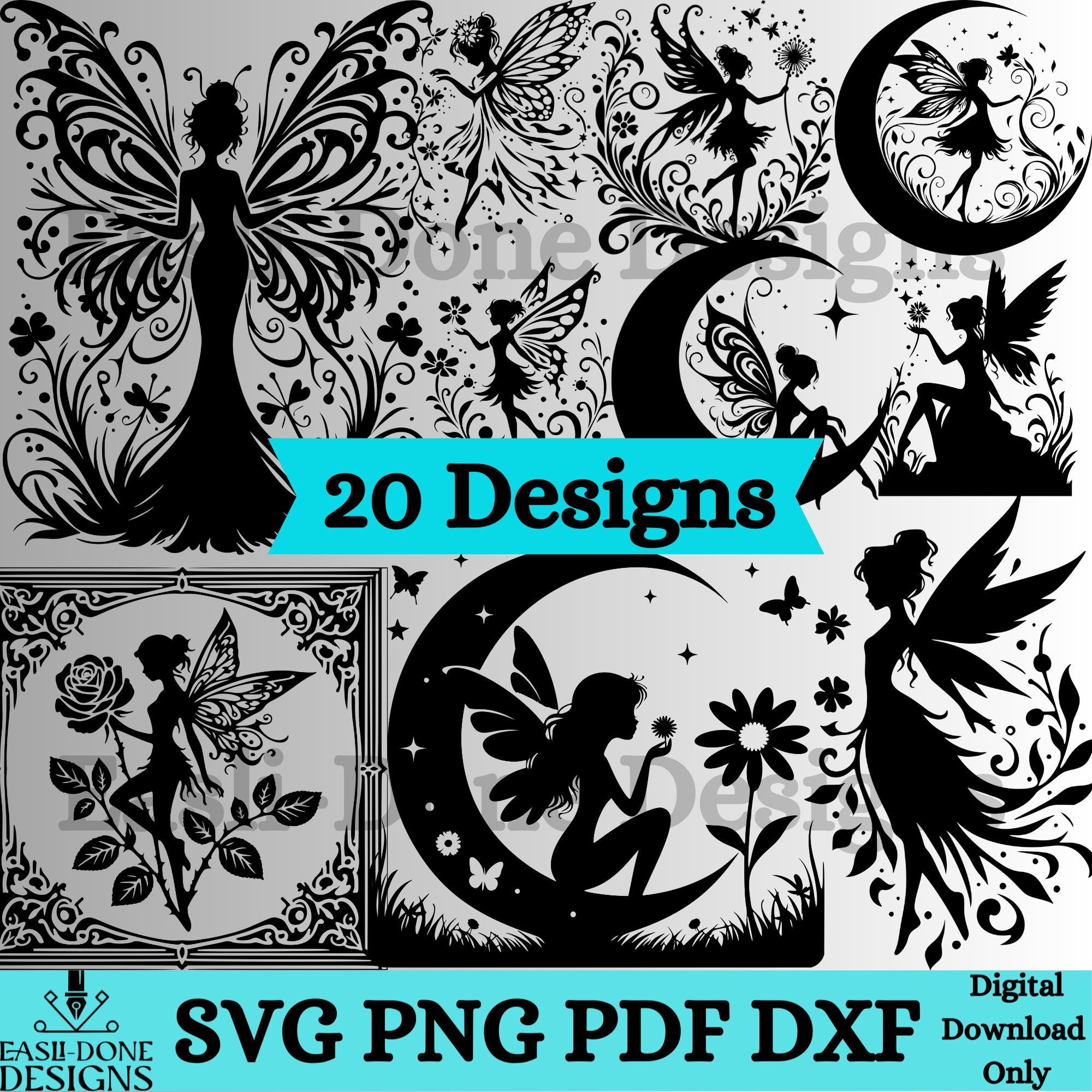 Fairy Silhouette SVG Bundle, Floral Fairy Svg Designs, Coaster Svg Fairy Silhouette SVG Bundle, Floral Fairy Svg Designs, Coaster Svg