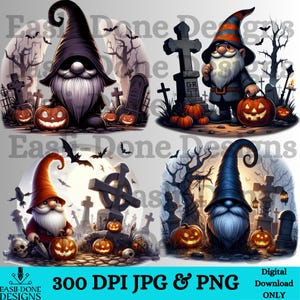 Halloween Gnome JPG PNG Plik Pakiet sublimacja png, Gnome Halloween DTF png clipart natychmiastowe pobieranie Upiorny sezon png Cmentarz Jesienny projekt